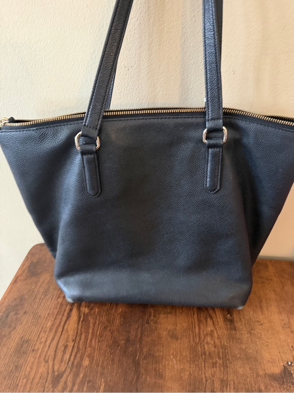 Kate spade Black Leather Embossed Logo Tote - Picture 4 of 6